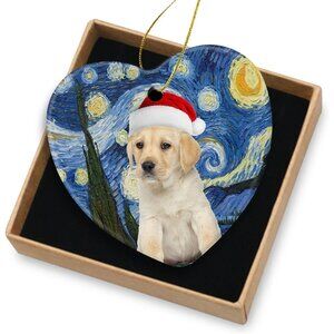 🆕 Dog Christmas Ornament Decorations Ceramic Tree Labrador Puppy Xmas Hat Lover